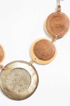 Cato Statement Wood Resin Pendant Necklace><noscript><img width=