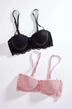Cato Stone Embellished Lace Bra Set> Intimates