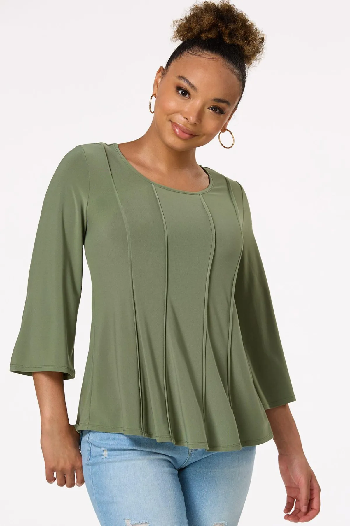Cato Stretchy Seamed Front Top> Tops