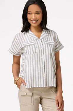 Cato Stripe Button Down Shirt> Tops