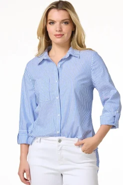 Cato Stripe Button Front Shirt> Tops