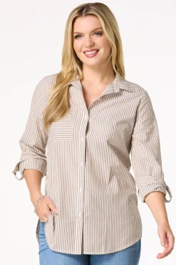Cato Stripe Button Front Shirt> Tops