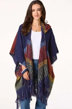 Cato Stripe Colorblock Hooded Poncho> Cold Weather