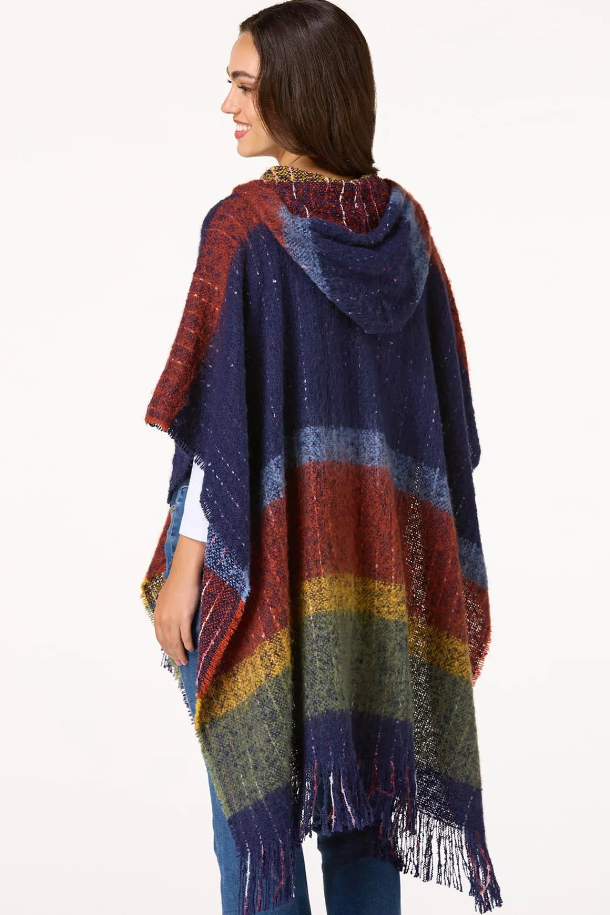 Cato Stripe Colorblock Hooded Poncho> Cold Weather