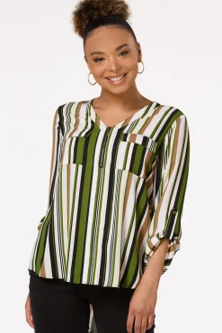 Cato Stripe Equipment Top> Tops