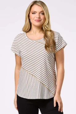 Cato Stripe Gauze Top> Tops