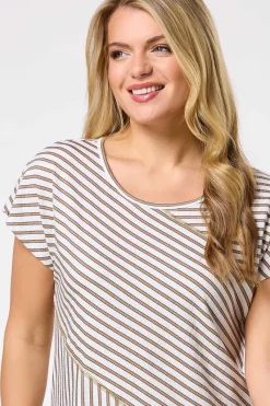 Cato Stripe Gauze Top><noscript><img width=