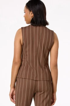 Cato Stripe Gold Button Vest> Suiting|Jackets & Vests