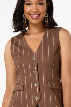 Cato Stripe Gold Button Vest><noscript><img width=