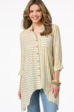 Cato Stripe Linen Tunic> Tops