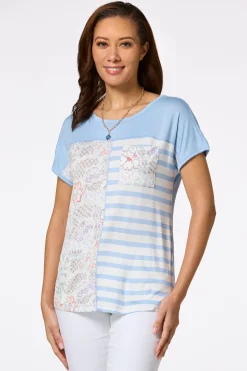Cato Stripe Mix Floral Tee> Tops