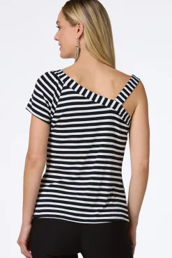 Cato Stripe One Shoulder Top> Tops