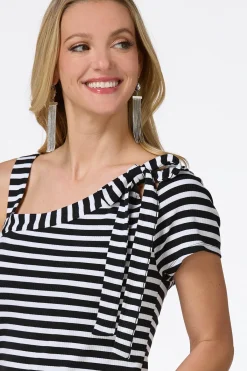 Cato Stripe One Shoulder Top><noscript><img width=