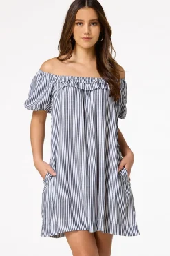 Cato Stripe Puff Sleeve Dress> Dresses