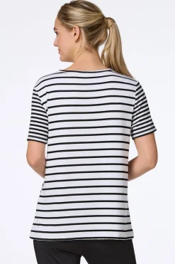Cato Stripe Ribbed Henley> Athleisure|Tops