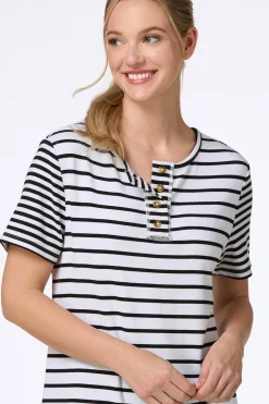 Cato Stripe Ribbed Henley><noscript><img width=