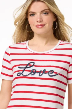 Cato Stripe Sequin Love Tee><noscript><img width=