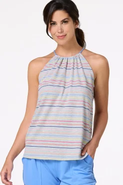 Cato Stripe Twisted Strap Tank> Athleisure|Tops