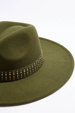 Cato Stud Band Olive Panama Hat> Hats & Hair