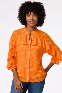 Cato Sunny Ruffled Clip- Dot Shirt> Tops