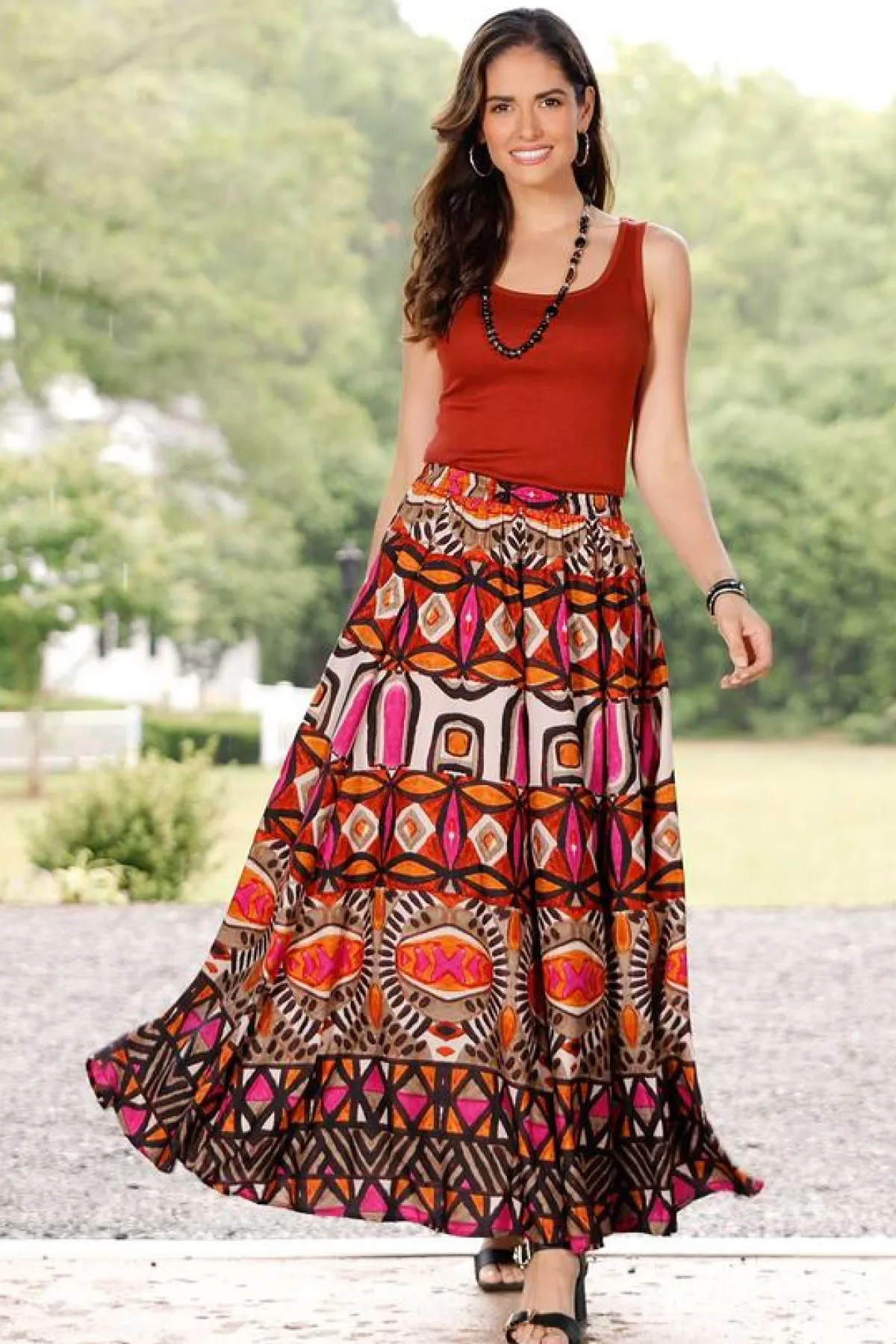 Cato Sweeping Bold Tribal Skirt> Skirts