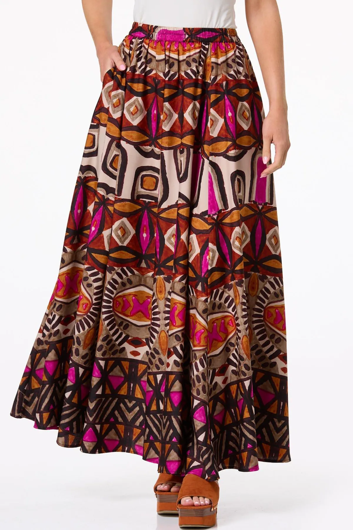 Cato Sweeping Bold Tribal Skirt> Skirts