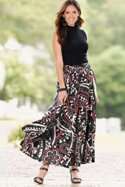 Cato Sweeping Scarlet Floral Maxi Skirt> Skirts
