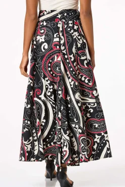 Cato Sweeping Scarlet Floral Maxi Skirt><noscript><img width=