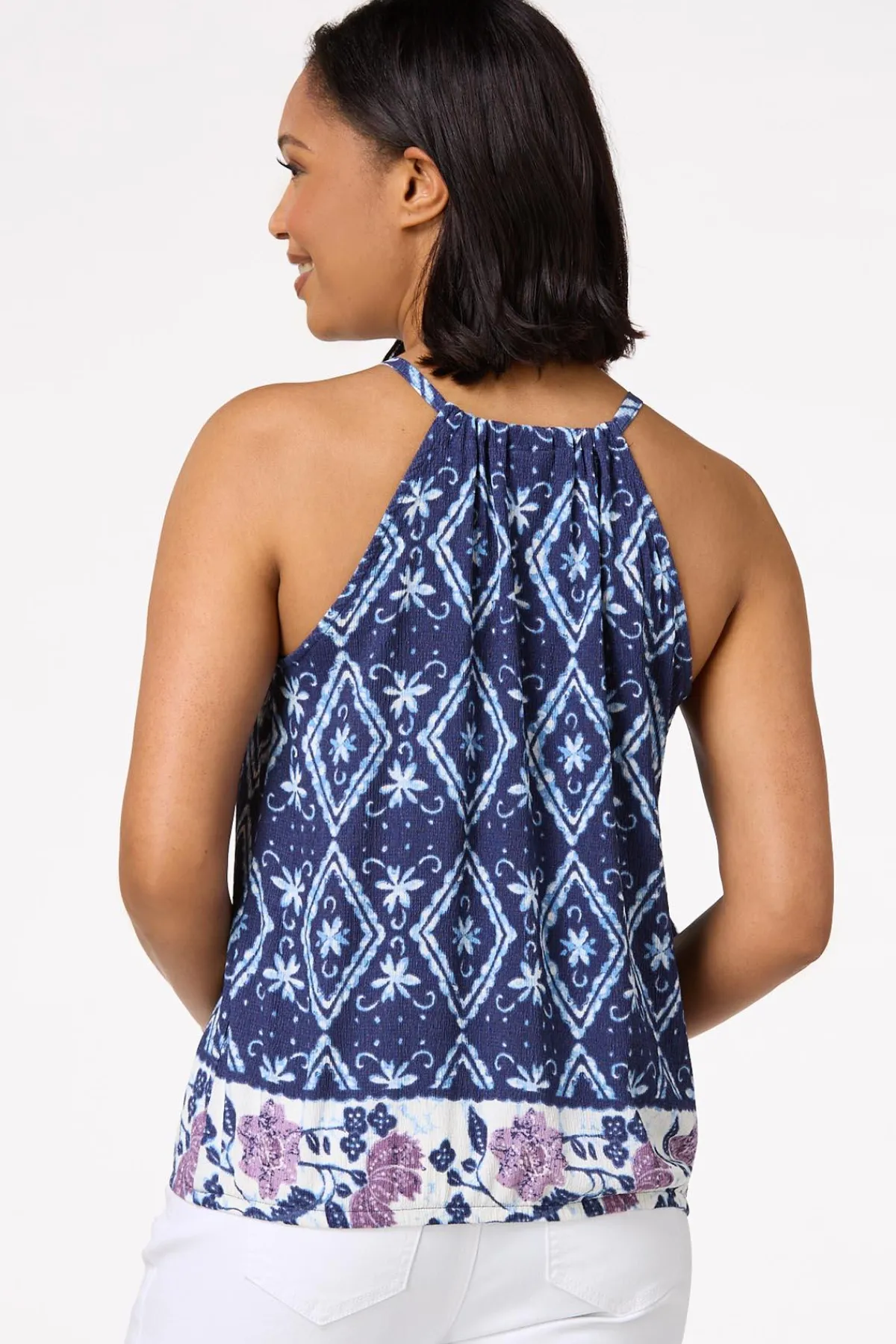 Cato Tasseled Border- Floral Tank> Tops