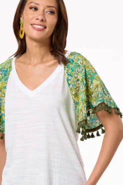 Cato Tasseled Floral Sleeve Top><noscript><img width=