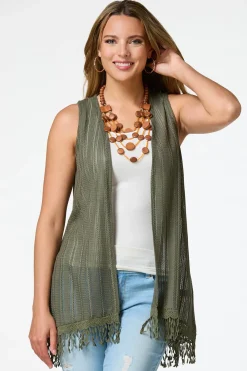 Cato Tasseled Trim Sweater Vest> Tops