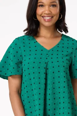 Cato Teal Textured Dot Top><noscript><img width=
