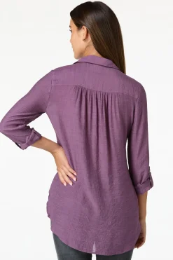 Cato Textured Button Down Tunic><noscript><img width=