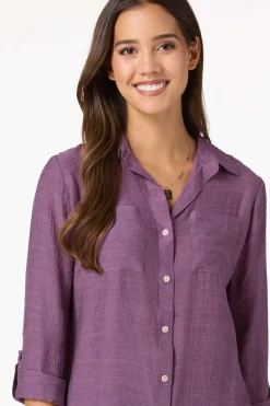 Cato Textured Button Down Tunic><noscript><img width=