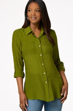 Cato Textured Button Down Tunic><noscript><img width=