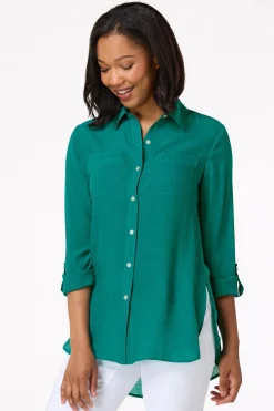 Cato Textured Button Down Tunic><noscript><img width=