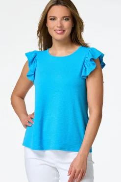 Cato Textured Flutter Sleeve Top><noscript><img width=