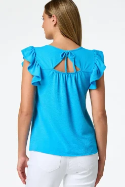 Cato Textured Flutter Sleeve Top><noscript><img width=