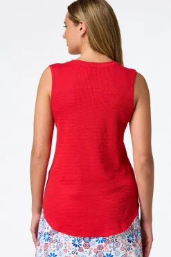 Cato Textured Henley Tank> Athleisure|Tops