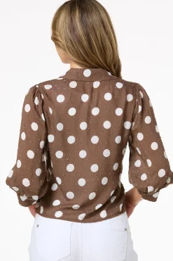 Cato Textured Polka Dot Top> Tops