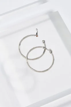 Cato Textured Silver Hoop Clip- On Earrings> Earrings