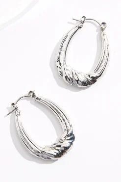 Cato Textured Tear Hoop Earrings> Earrings