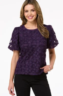 Cato Textured Tie Back Top> Tops