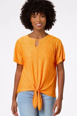 Cato Textured Tie Hem Top> Tops