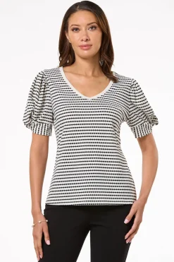 Cato Textured Twist Puff Sleeve Top> Tops