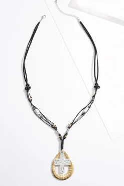 Cato Thread Wrapped Cross Pendant Necklace> Inspirational|Necklaces