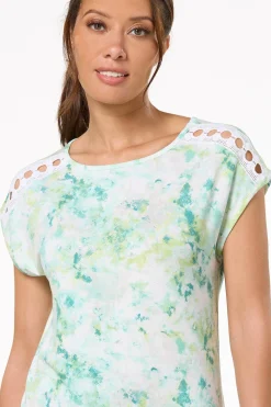Cato Tie Dye Crochet Trim Top><noscript><img width=