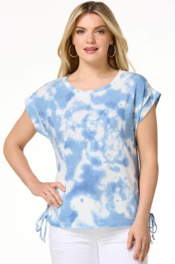 Cato Tie Dye Side Lace- Up Top> Tops