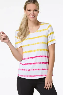 Cato Tie Dye Stripe Top> Athleisure|Tops