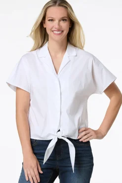 Cato Tie Front Poplin Shirt> Tops